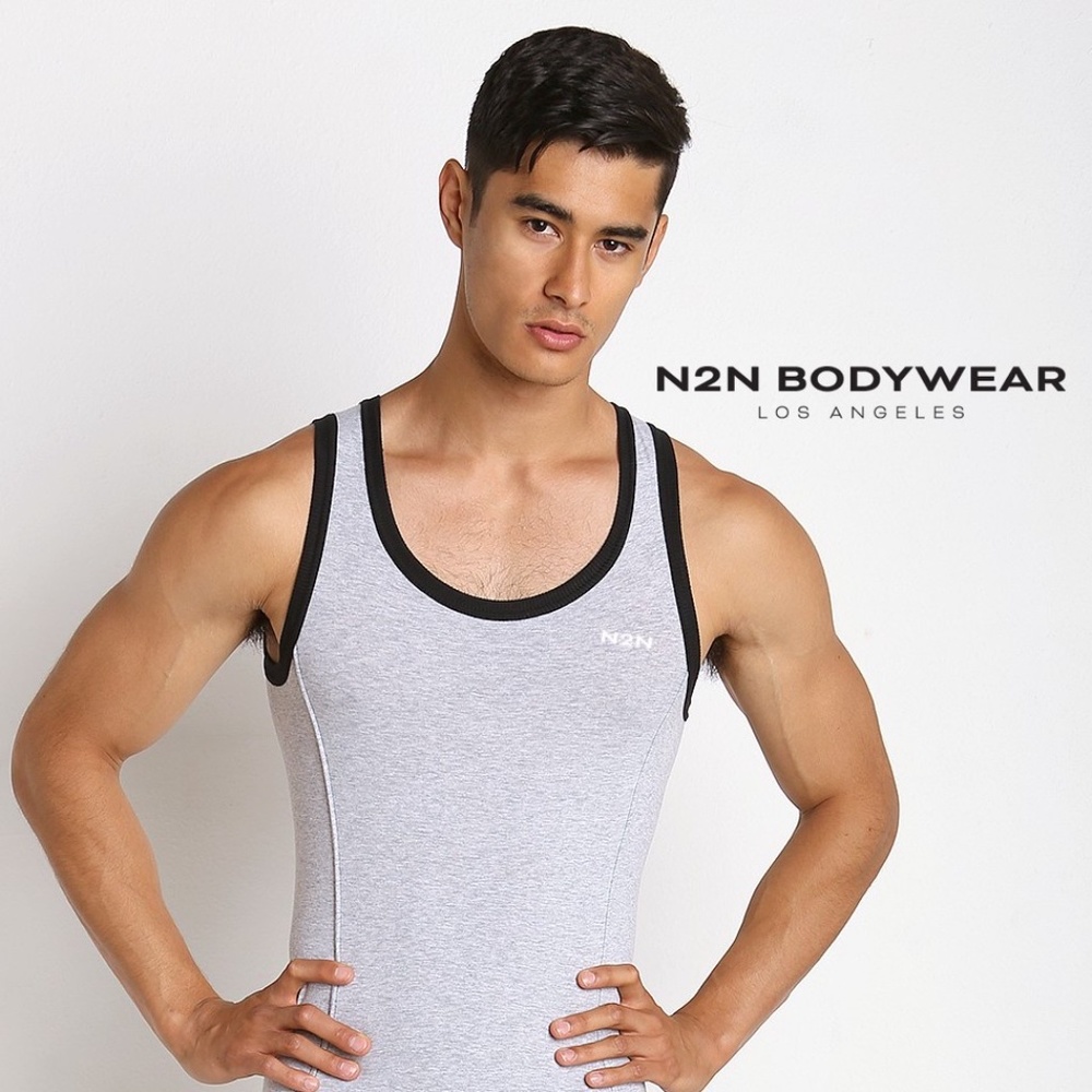 N2N Bodywear Mesh Insert Tank Top Large Gently worn 100% polyester